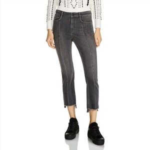 Maje Parla Fringed Step-Hem Faded Cropped Jeans